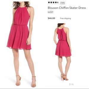 Lush Blouson Dark Fuschia Chiffon Dress